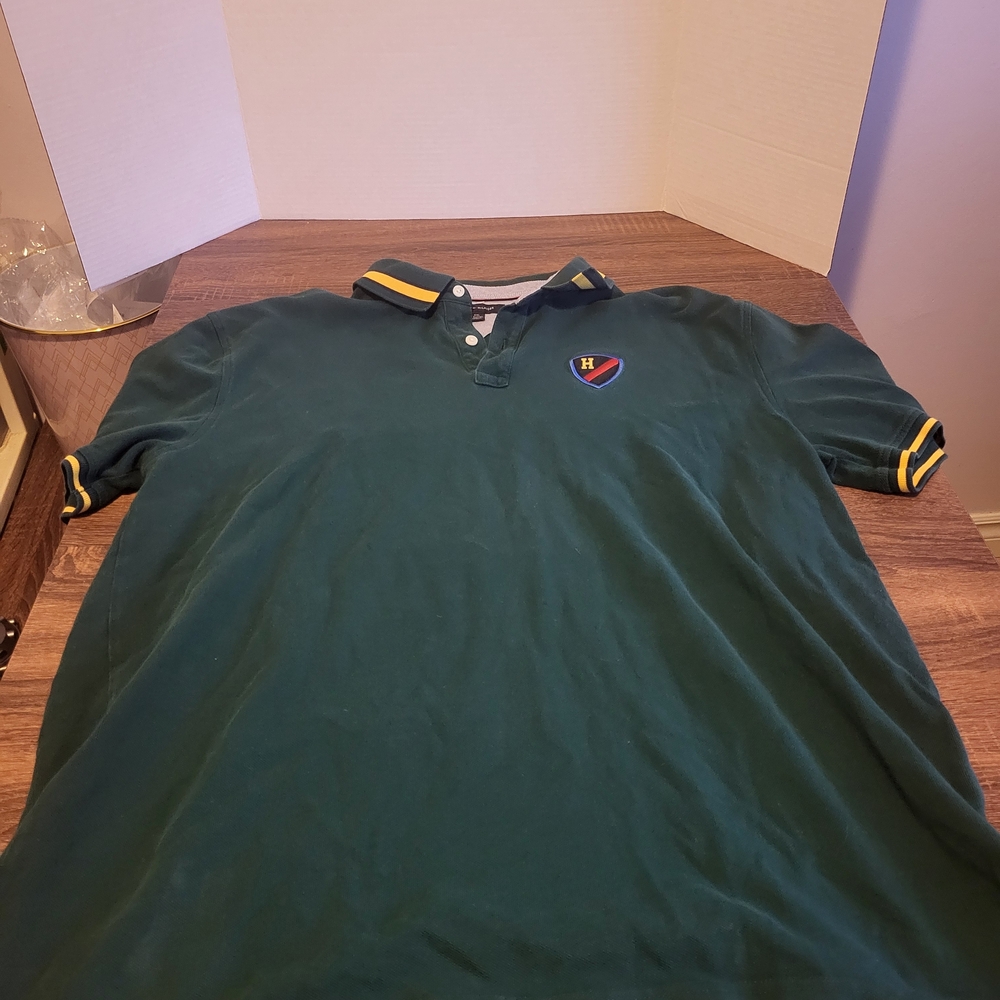 Tommy Hilfiger Dark Green Polo with Yellow Trim